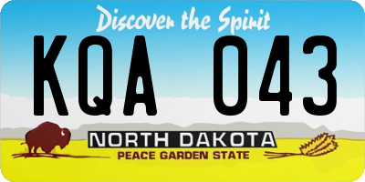 ND license plate KQA043