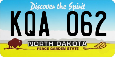 ND license plate KQA062