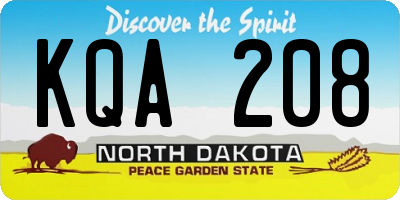 ND license plate KQA208