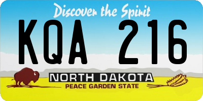 ND license plate KQA216