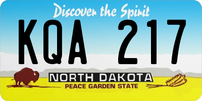 ND license plate KQA217