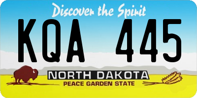 ND license plate KQA445
