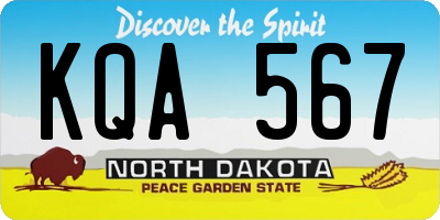 ND license plate KQA567