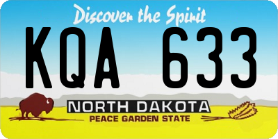 ND license plate KQA633