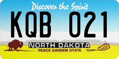 ND license plate KQB021