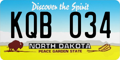 ND license plate KQB034