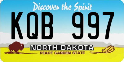 ND license plate KQB997