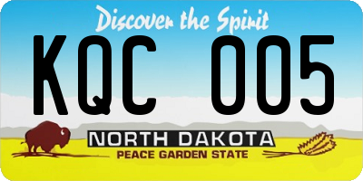 ND license plate KQC005
