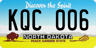 ND license plate KQC006