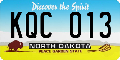 ND license plate KQC013