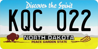 ND license plate KQC022