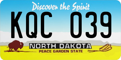 ND license plate KQC039