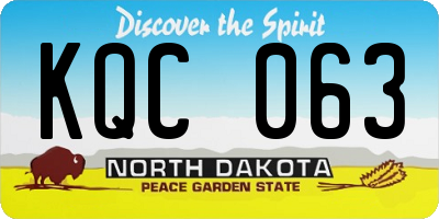 ND license plate KQC063