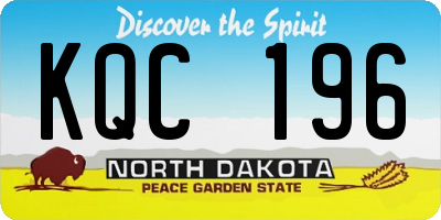 ND license plate KQC196
