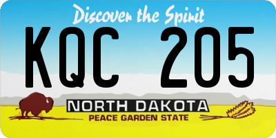 ND license plate KQC205