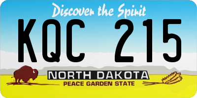 ND license plate KQC215