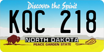 ND license plate KQC218