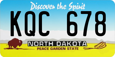 ND license plate KQC678