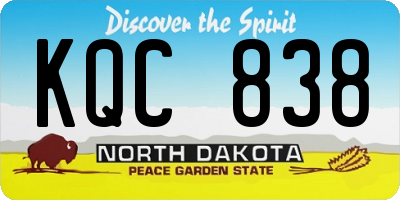 ND license plate KQC838