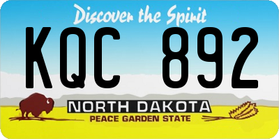 ND license plate KQC892