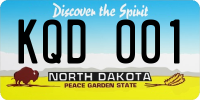 ND license plate KQD001