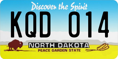 ND license plate KQD014
