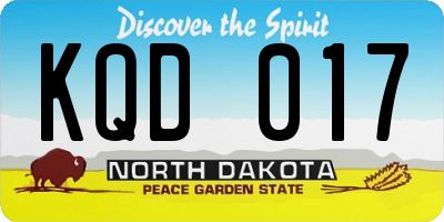 ND license plate KQD017