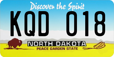 ND license plate KQD018