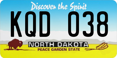 ND license plate KQD038