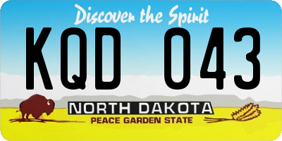 ND license plate KQD043