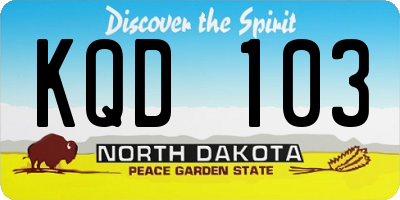 ND license plate KQD103
