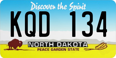 ND license plate KQD134