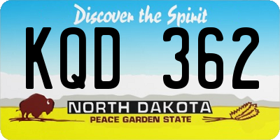 ND license plate KQD362