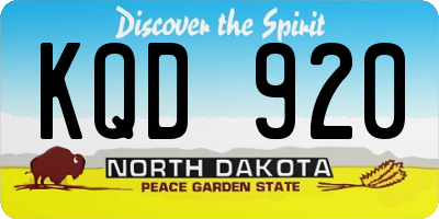 ND license plate KQD920