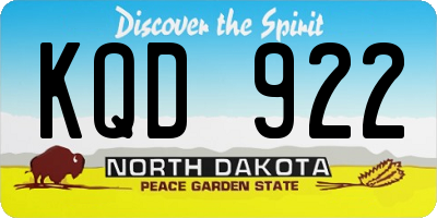 ND license plate KQD922