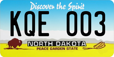 ND license plate KQE003