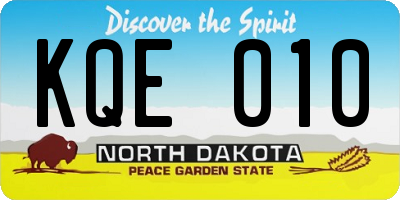 ND license plate KQE010