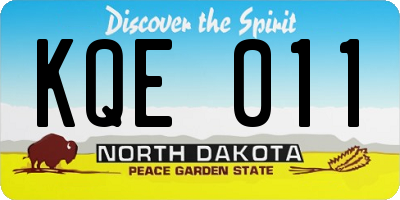 ND license plate KQE011