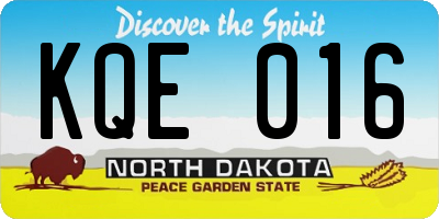 ND license plate KQE016