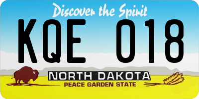 ND license plate KQE018