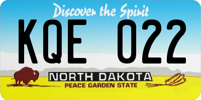 ND license plate KQE022