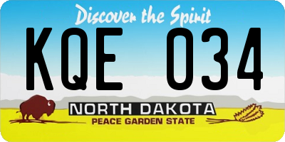 ND license plate KQE034