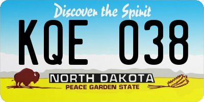 ND license plate KQE038