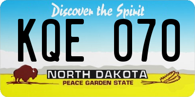 ND license plate KQE070