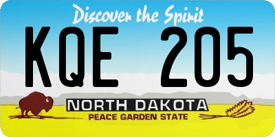ND license plate KQE205