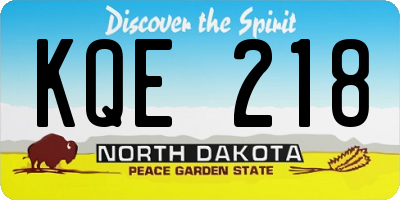 ND license plate KQE218