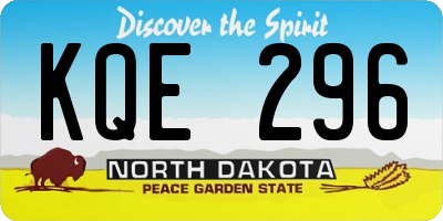 ND license plate KQE296
