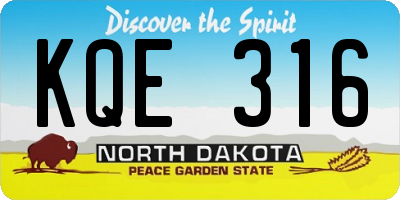 ND license plate KQE316