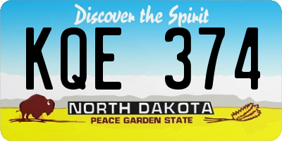 ND license plate KQE374