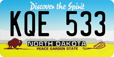 ND license plate KQE533